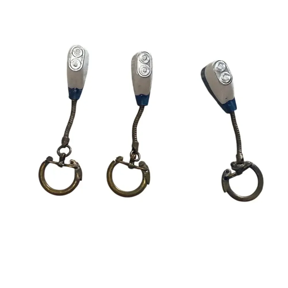 Lot of 3 Vintage Mid Century Miniature Electric Shaver Keychains Brass Chain